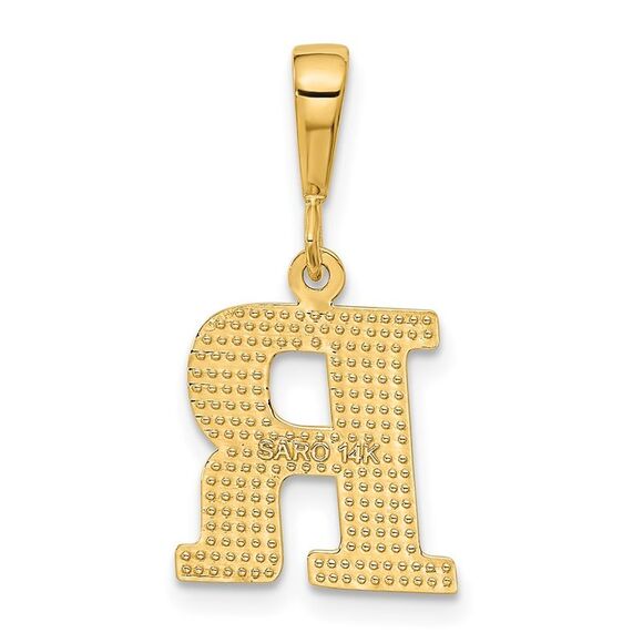 14k Yellow Gold, Ashley Collection, Textured Initial R Pendant - Picture 3 of 5